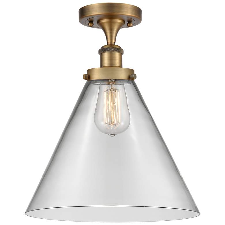 Image 1 Ballston Urban Cone 12" LED Semi-Flush Mount - Brushed Brass - Clear