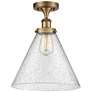 Ballston Urban Cone  12" LED Semi-Flush Mount - Brushed Brass - Seedy