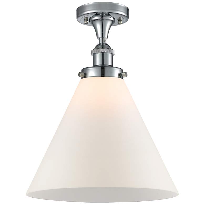 Image 1 Ballston Urban Cone 12" LED Semi-Flush Mount - Chrome - Matte White