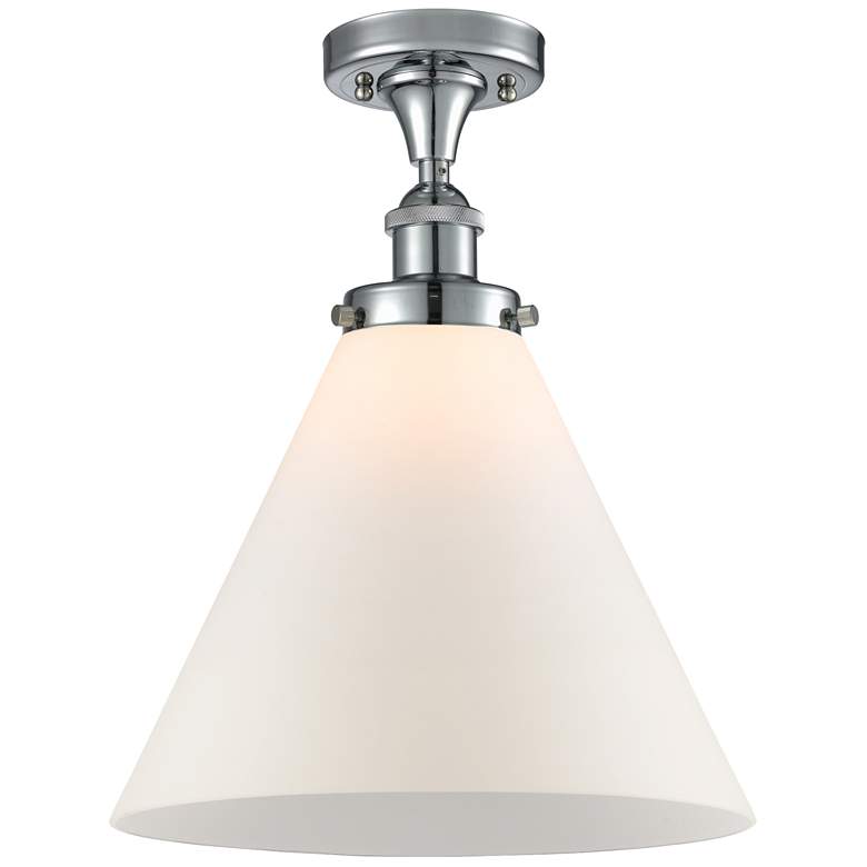 Image 1 Ballston Urban Cone  12 inch LED Semi-Flush Mount - Chrome - Matte White