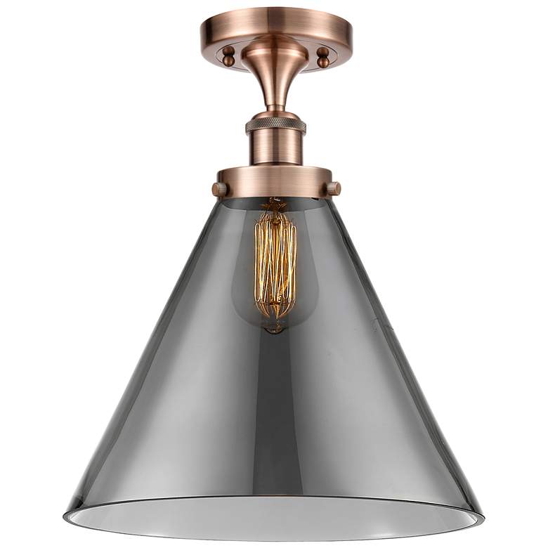 Image 1 Ballston Urban Cone 12" LED Semi-Flush Mount - Copper - Plated Smoke