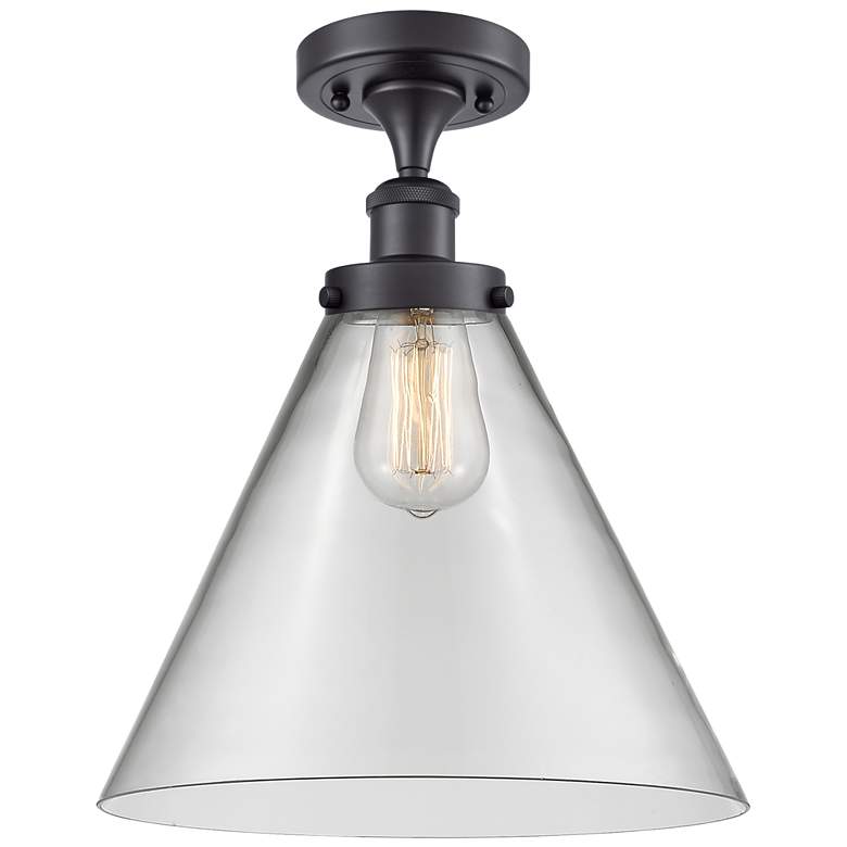 Image 1 Ballston Urban Cone 12" LED Semi-Flush Mount - Matte Black - Clear Sh