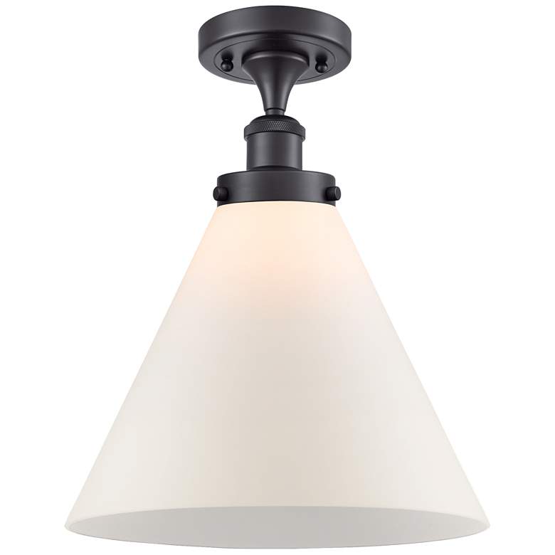 Image 1 Ballston Urban Cone 12" LED Semi-Flush Mount - Matte Black - Matte Wh