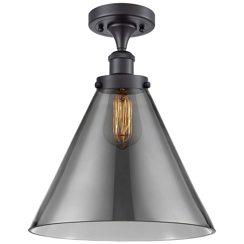 Image 1 Ballston Urban Cone 12" LED Semi-Flush Mount - Matte Black - Plated S