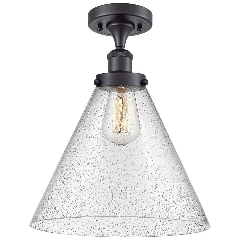 Image 1 Ballston Urban Cone 12" LED Semi-Flush Mount - Matte Black - Seedy Sh