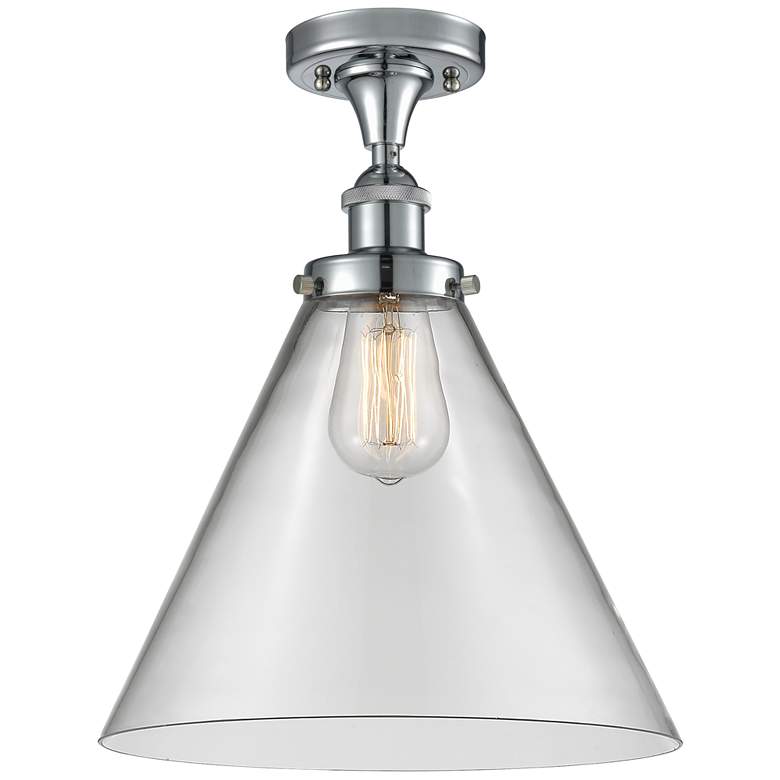 Image 1 Ballston Urban Cone 12" LED Semi-Flush Mount - Polished Chrome - Clea