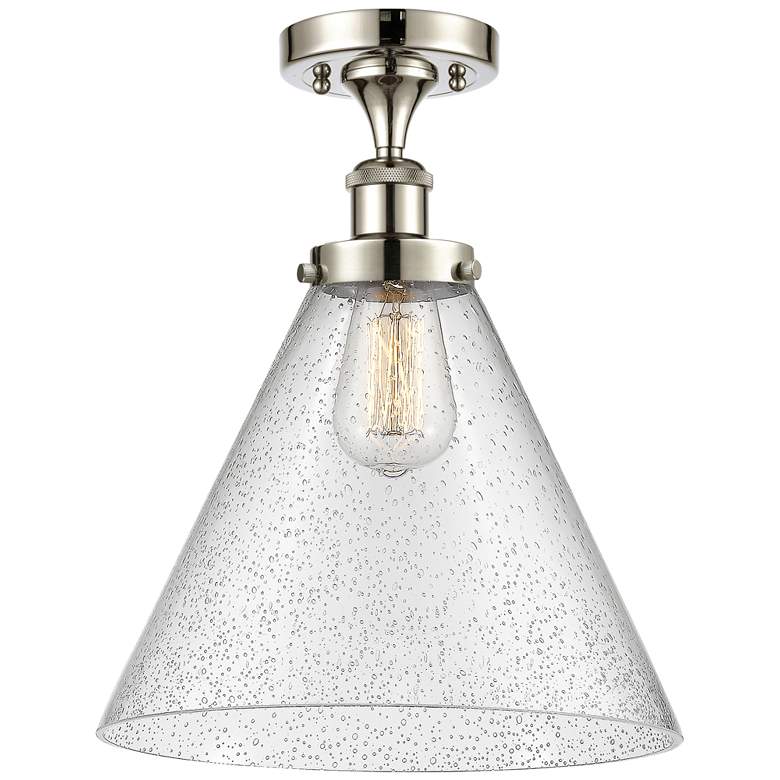 Image 1 Ballston Urban Cone 12" LED Semi-Flush Mount - Polished Nickel - Seed