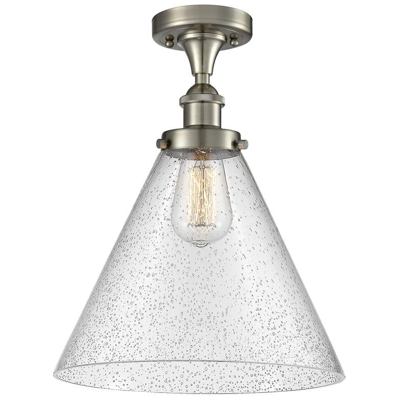 Image 1 Ballston Urban Cone 12" LED Semi-Flush Mount - Satin Nickel - Seedy