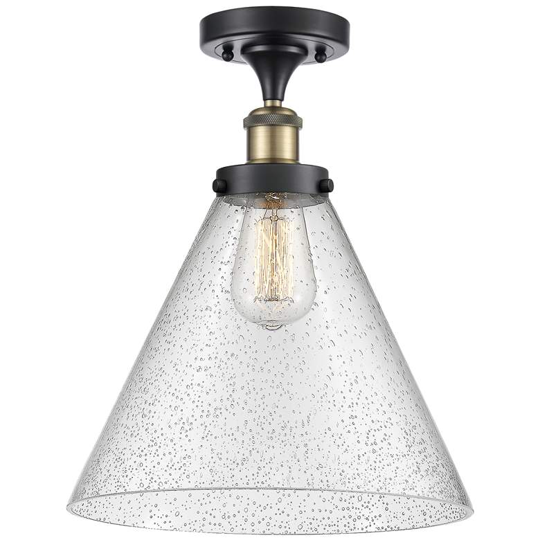 Image 1 Ballston Urban Cone 12" Semi-Flush Mount - Black Antique Brass - Seed
