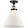 Ballston Urban Cone 12" Semi-Flush Mount - Black Brass - Matte White