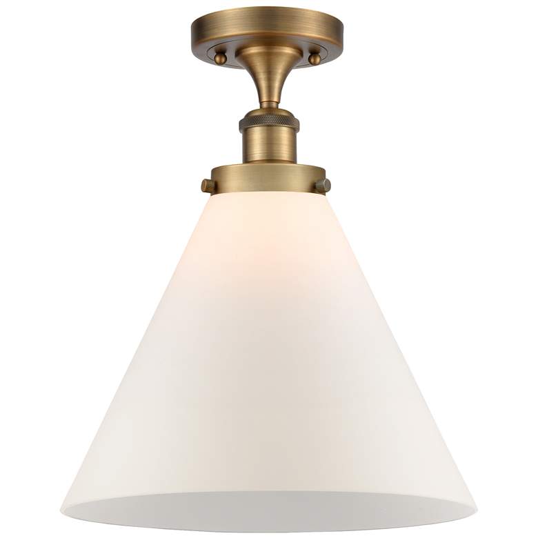 Image 1 Ballston Urban Cone 12" Semi-Flush Mount - Brushed Brass - Matte Whit