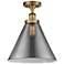 Ballston Urban Cone 12" Semi-Flush Mount - Brushed Brass - Plated Smo
