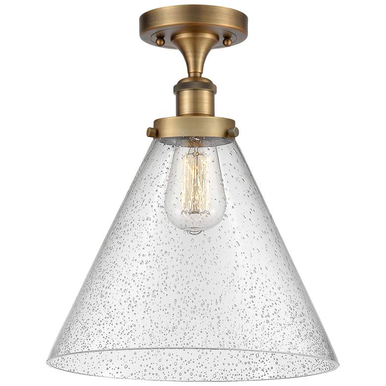 Image 1 Ballston Urban Cone 12" Semi-Flush Mount - Brushed Brass - Seedy Shad