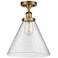Ballston Urban Cone 12" Semi-Flush Mount - Brushed Brass - Seedy Shad