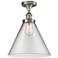 Ballston Urban Cone 12" Semi-Flush Mount - Brushed Satin Nickel - Cle