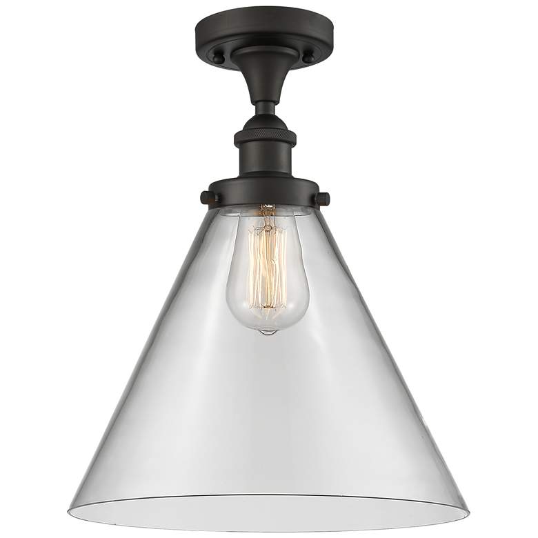 Image 1 Ballston Urban Cone  12" Semi-Flush Mount - Oil Rubbed Bronze - Clear