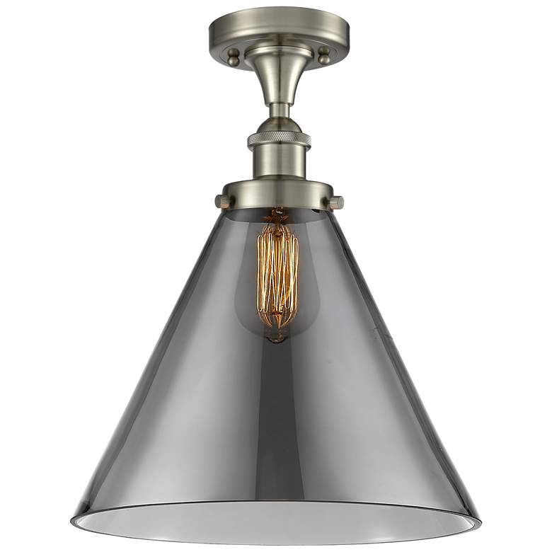 Image 1 Ballston Urban Cone 12" Semi-Flush Mount - Satin Nickel - Plated Smok