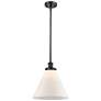 Ballston Urban Cone 12" Wide Bronze Stem Hung Mini Pendant w/ White Sh