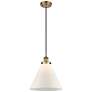 Ballston Urban Cone 12"W Brushed Brass Corded Mini Pendant w/ White Sh