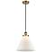 Ballston Urban Cone 12"W Brushed Brass Corded Mini Pendant w/ White Sh