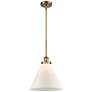 Ballston Urban Cone 12"W Brushed Brass Stem Mini Pendant w/ White Shad