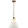 Ballston Urban Cone 12"W Brushed Brass Stem Mini Pendant w/ White Shad