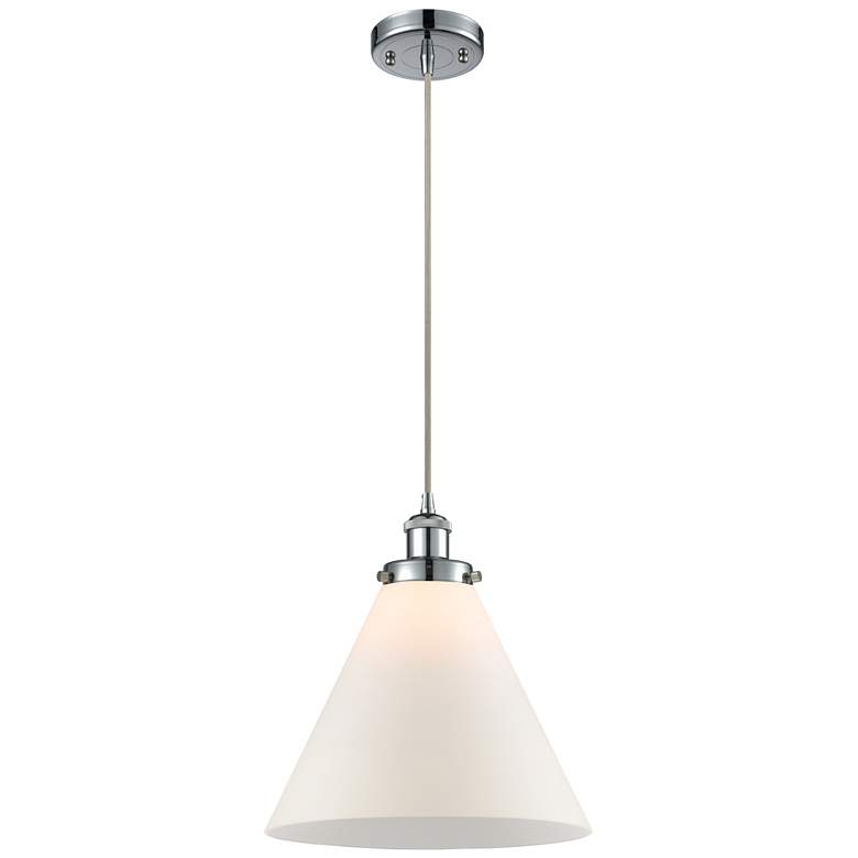 Image 1 Ballston Urban Cone 12"W Polished Chrome Corded Mini Pendant w/ White