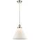 Ballston Urban Cone 12"W Polished Nickel Corded Mini Pendant w/ White
