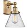 Ballston Urban Cone 13" High Brushed Brass Sconce w/ Seedy Shade