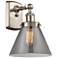 Ballston Urban Cone 13" High Brushed Nickel Sconce w/ Smoke Shade