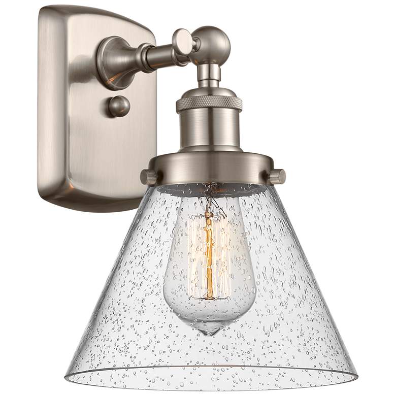 Image 1 Ballston Urban Cone 13" High Brushed Satin Nickel Sconce w/ Seedy Shad