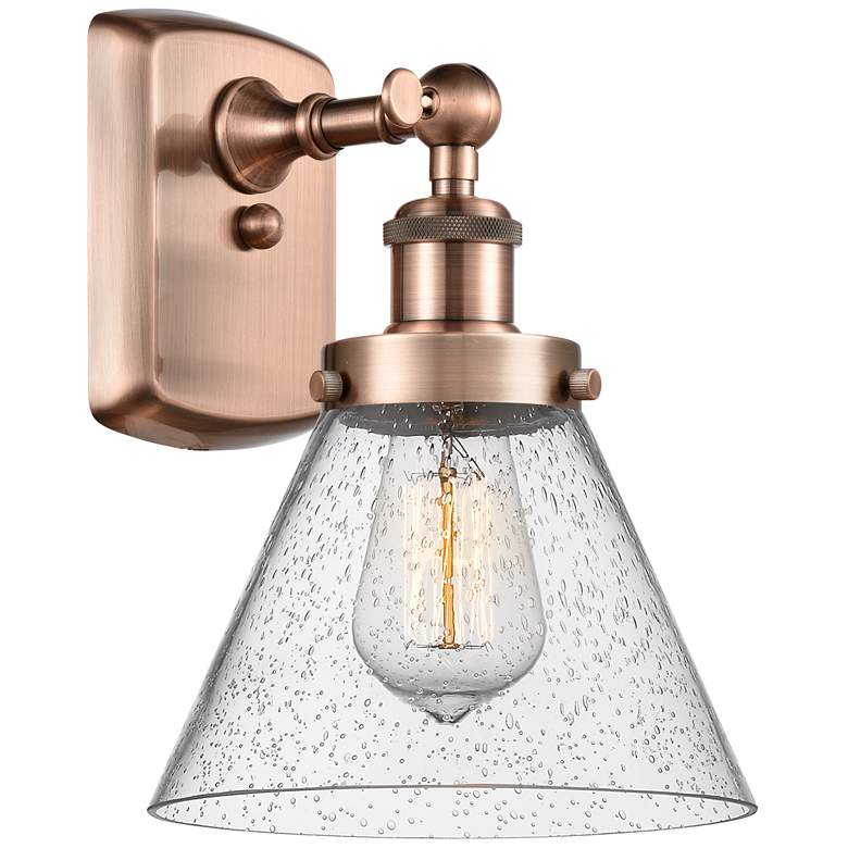 Image 1 Ballston Urban Cone 13" High Copper Sconce w/ Seedy Shade