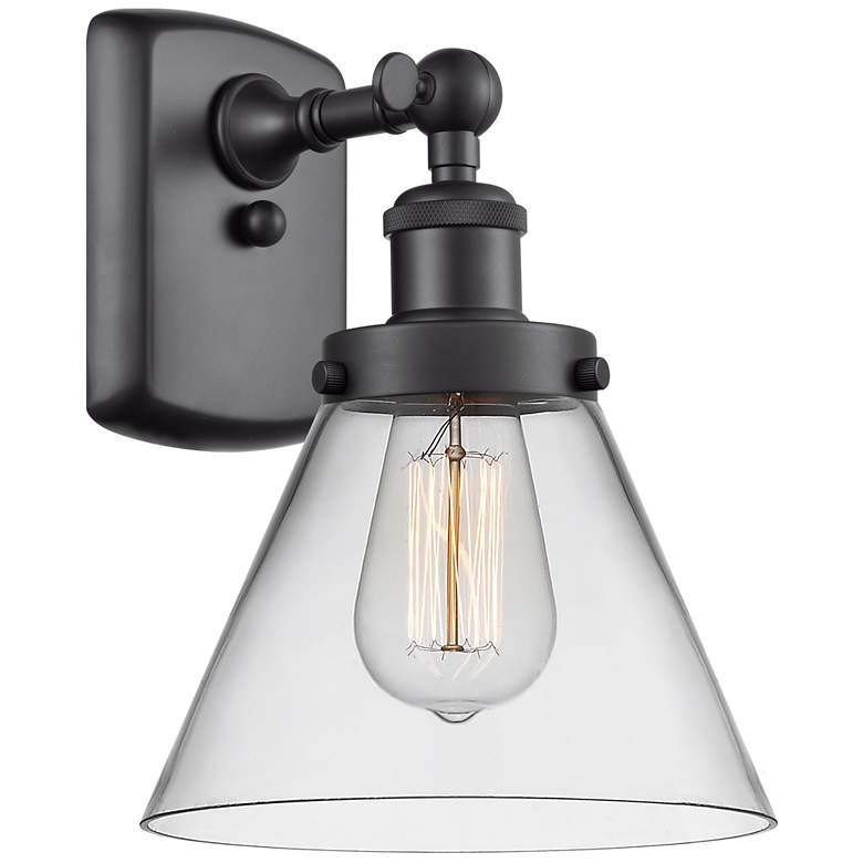Image 1 Ballston Urban Cone 13" High Matte Black Sconce w/ Clear Shade