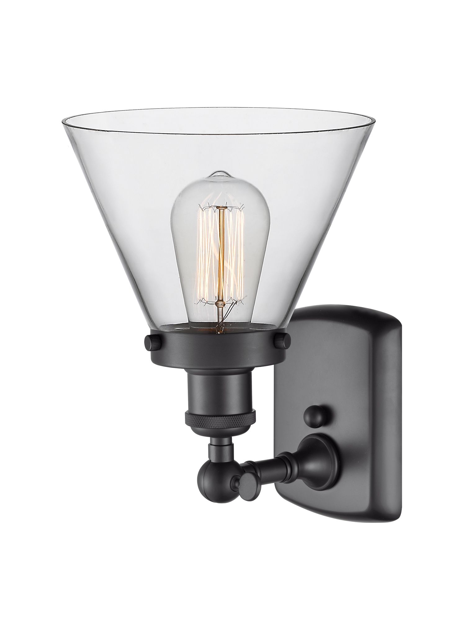 Image 2 Ballston Urban Cone 13" High Matte Black Sconce w/ Clear Shade more views