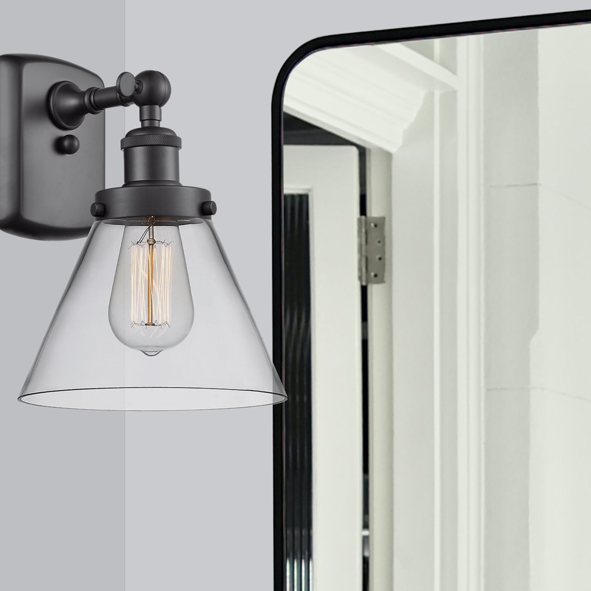 Image 3 Ballston Urban Cone 13" High Matte Black Sconce w/ Clear Shade more views