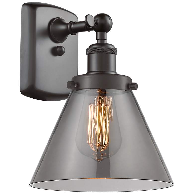 Image 1 Ballston Urban Cone 13" High Oil Rubbed Bronze Sconce w/ Plated Smoke