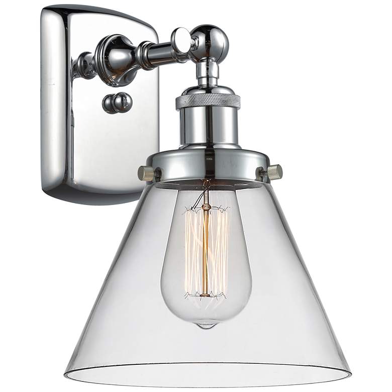 Image 1 Ballston Urban Cone 13" High Polished Chrome Sconce w/ Clear Shade