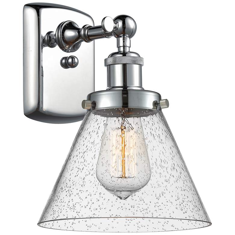 Image 1 Ballston Urban Cone 13" High Polished Chrome Sconce w/ Seedy Shade