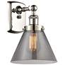 Ballston Urban Cone 13" High Polished Nickel Sconce w/ Plated Smoke Sh