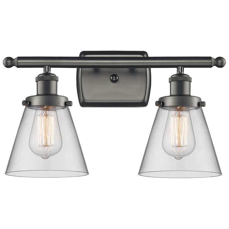 Image 1 Ballston Urban Cone 16"W 2 Light Bronze Bath Vanity Light w/ Clear Sha
