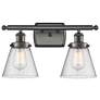 Ballston Urban Cone 16"W 2 Light Bronze Bath Vanity Light w/ Seedy Sha