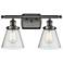 Ballston Urban Cone 16"W 2 Light Bronze Bath Vanity Light w/ Seedy Sha
