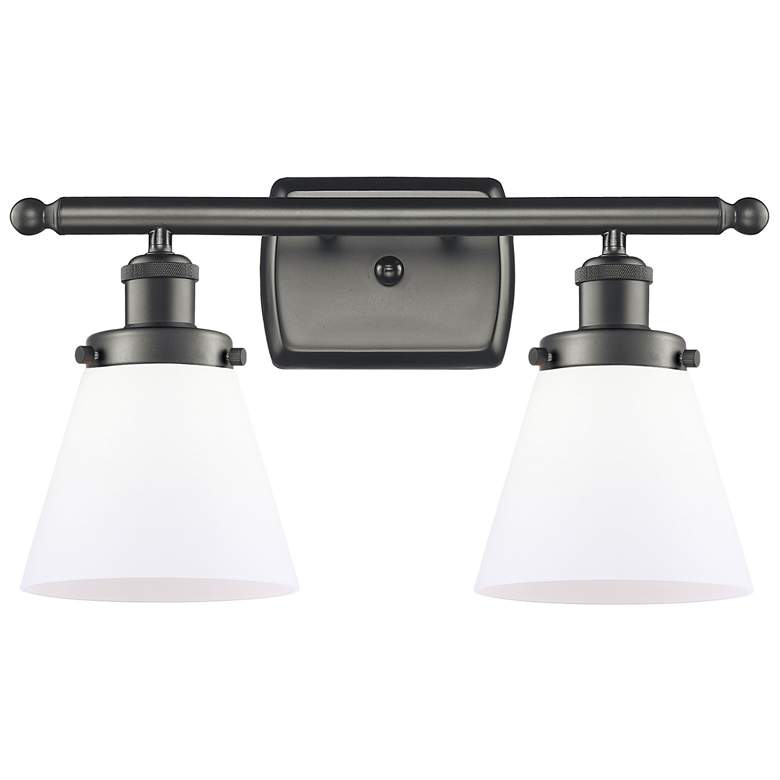 Image 1 Ballston Urban Cone 16"W 2 Light Bronze Bath Vanity Light w/ White Sha