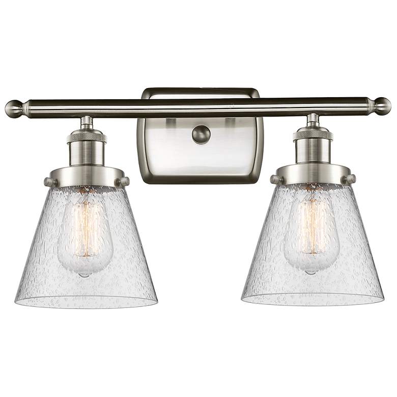 Image 1 Ballston Urban Cone 16"W 2 Light Brushed Nickel Bath Light w/ Seedy Sh