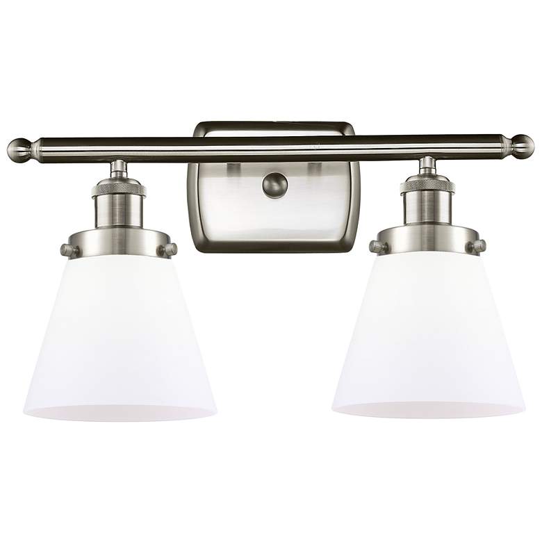 Image 1 Ballston Urban Cone 16"W 2 Light Brushed Nickel Bath Light w/ White Sh