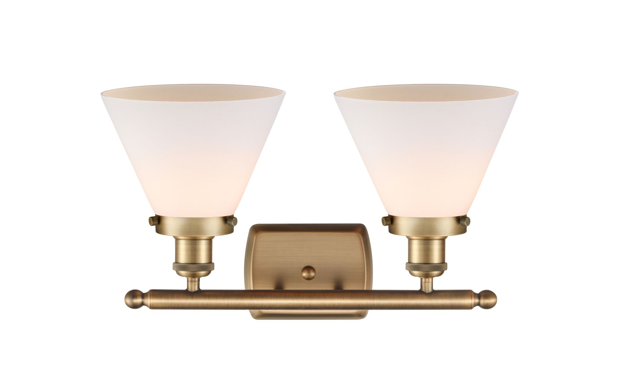 Image 2 Ballston Urban Cone 18" 2 Light Brushed Brass Bath Light w/ White Shad more views