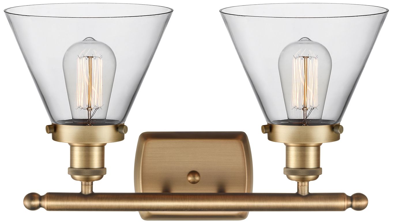 Image 2 Ballston Urban Cone 18" 2 Light Brushed Brass LED Bath Light w/ Clear  more views