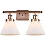 Ballston Urban Cone 18" 2 Light Copper LED Bath Light w/ White Shade