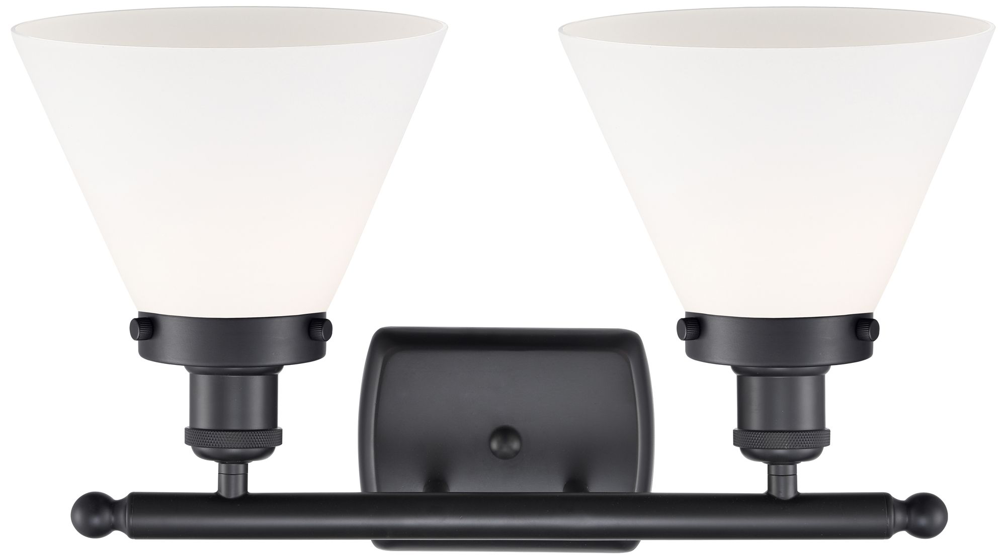 Image 2 Ballston Urban Cone 18"W 2 Light Matte Black Bath Light w/ White Shade more views