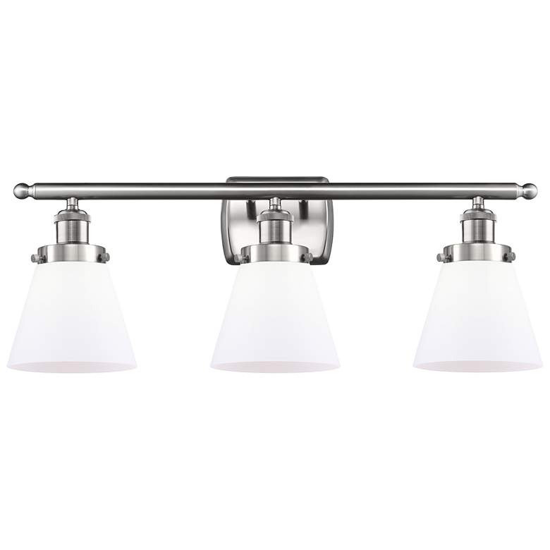 Image 1 Ballston Urban Cone 26" 3-Light Brushed Nickel Bath Light w/ White Sha